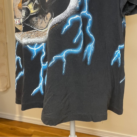 Vintage American Thunder Front/Back Lighting Born Country T-Shirt 100 Cotton - Picture 8 of 14